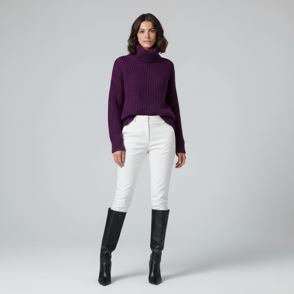 Jersey de canalé de punto para mujer