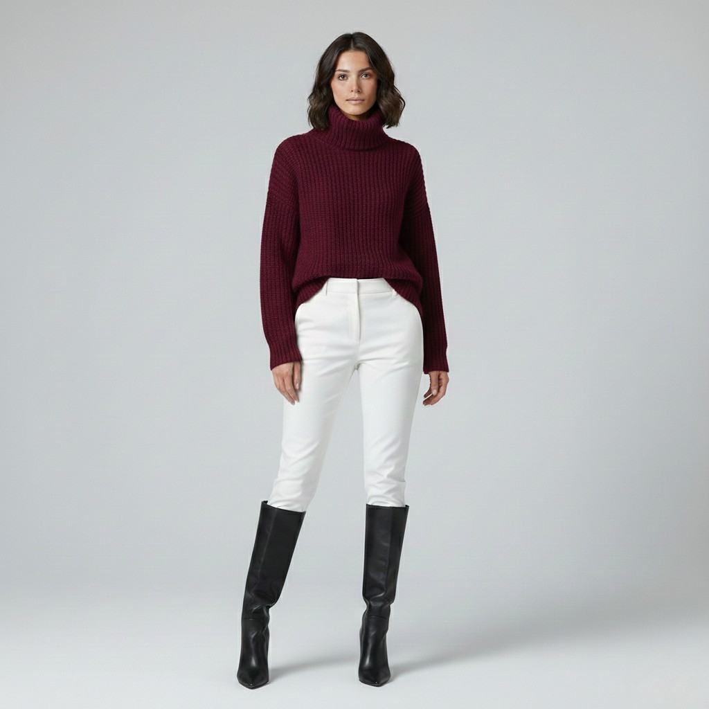 Jersey de canalé de punto para mujer
