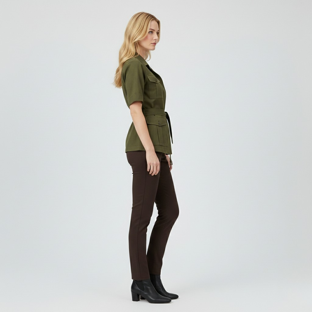 Chaqueta con cinturón de estilo utilitario para mujer