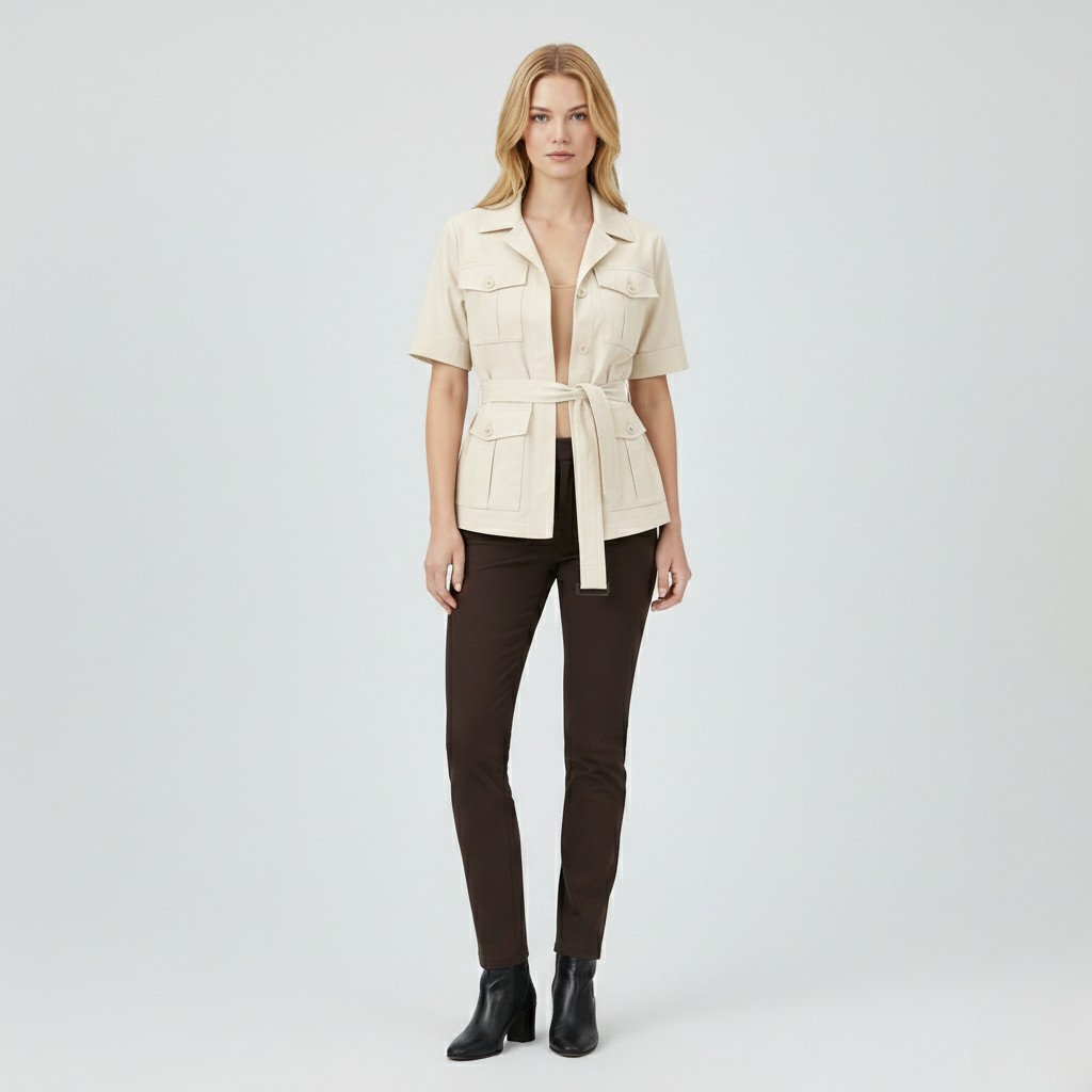 Chaqueta con cinturón de estilo utilitario para mujer