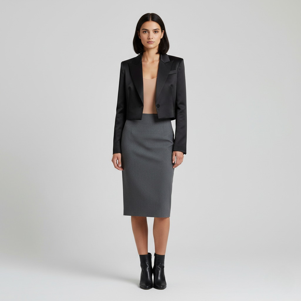 Blazer de corte corto de corte sastre para mujer