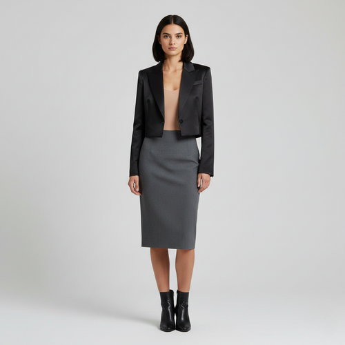 Blazer de corte corto de corte sastre para mujer