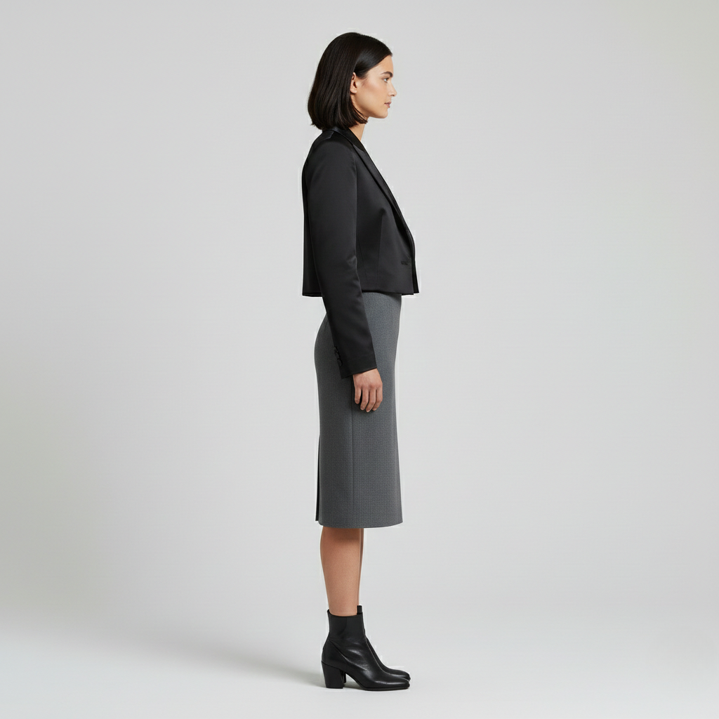 Blazer de corte corto de corte sastre para mujer