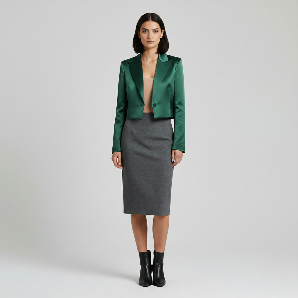 Blazer de corte corto de corte sastre para mujer
