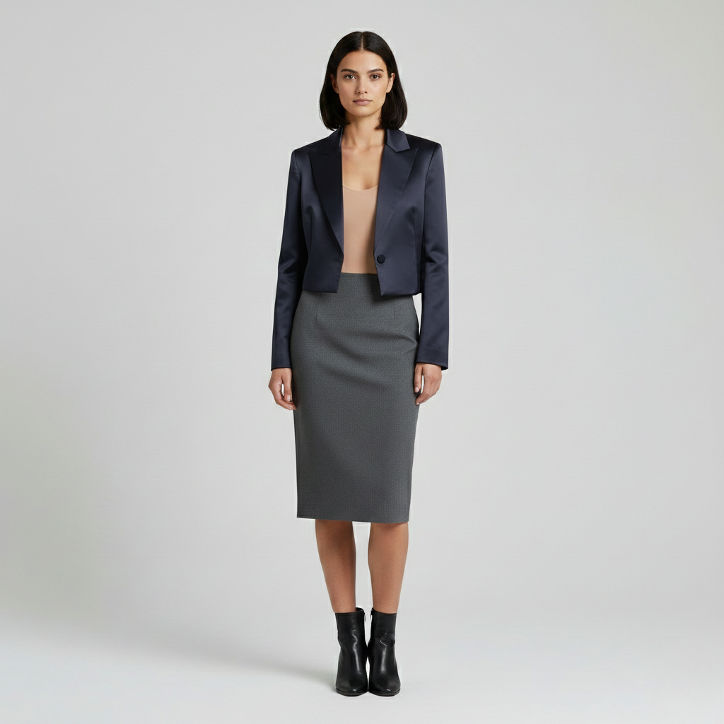 Blazer de corte corto de corte sastre para mujer