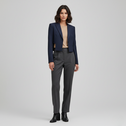 Blazer de corte corto de corte sastre para mujer
