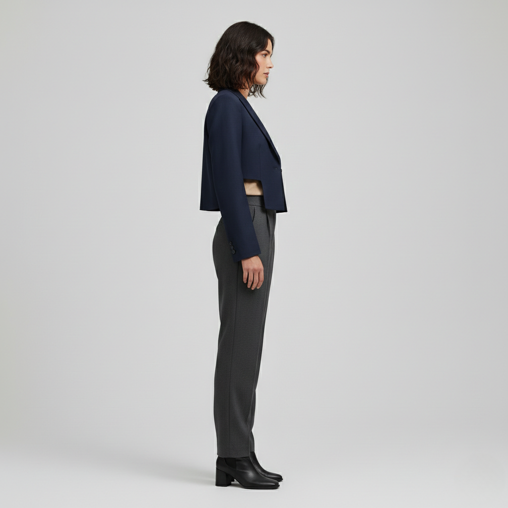 Blazer de corte corto de corte sastre para mujer