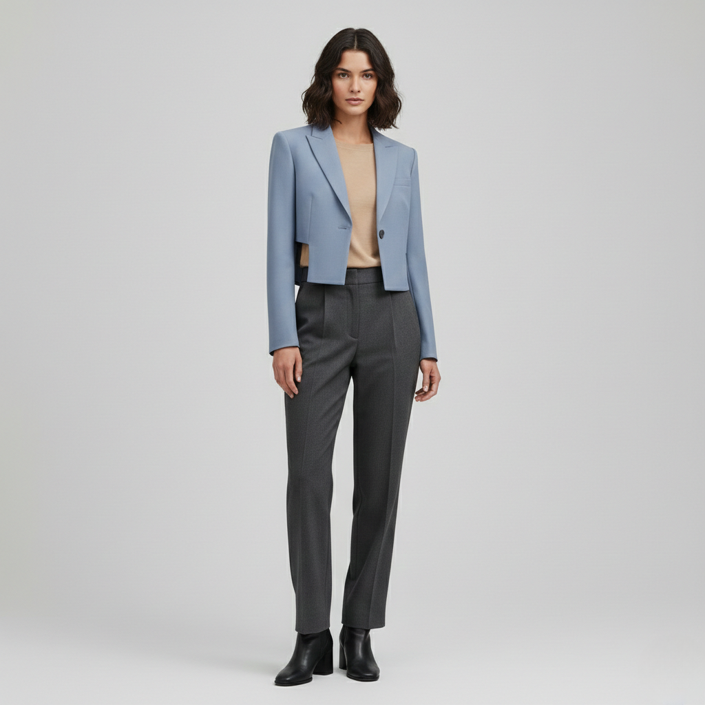 Blazer de corte corto de corte sastre para mujer