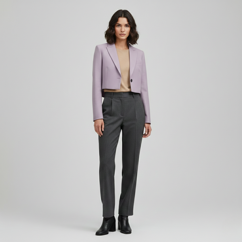 Blazer de corte corto de corte sastre para mujer
