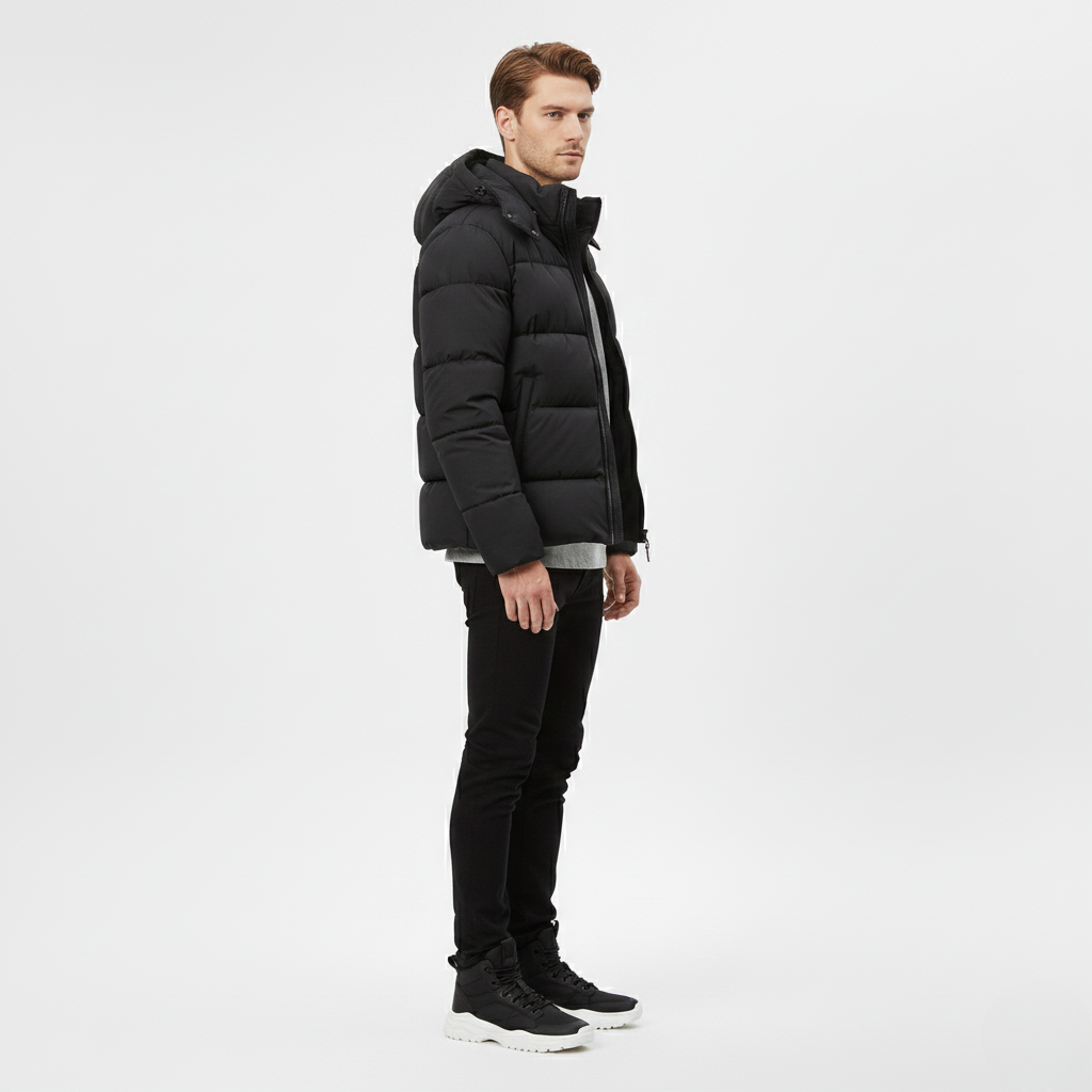 Plumífero con capucha para hombre